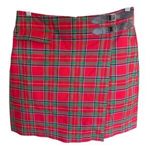 Vtg Lilly Pulitzer Red Plaid Skirt Skort Belt White Label Sz 6 Short Schoolgirl